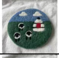 Pastoral Yurt Felted Wool Coaster Set (Set of 5)