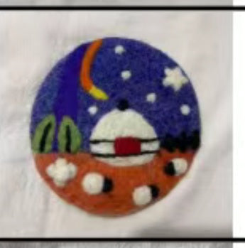 Pastoral Yurt Felted Wool Coaster Set (Set of 5)