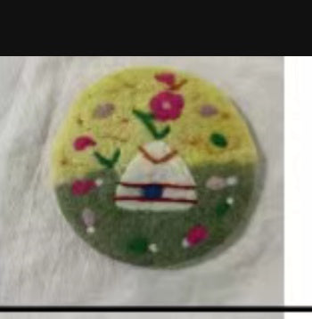 Pastoral Yurt Felted Wool Coaster Set (Set of 5)